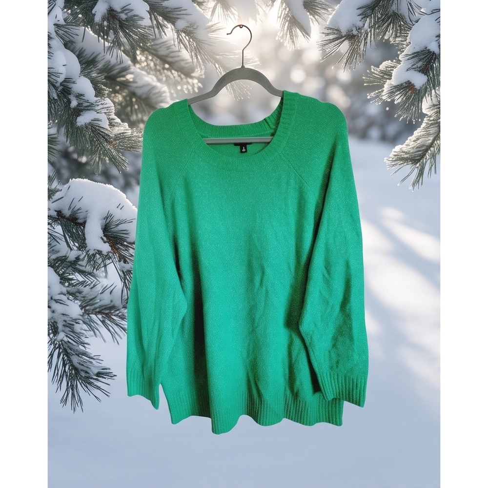 Torrid 2 Womens Green Knit Raglan Long‎ Sleeve Pullover Sweater Plus Size 2X